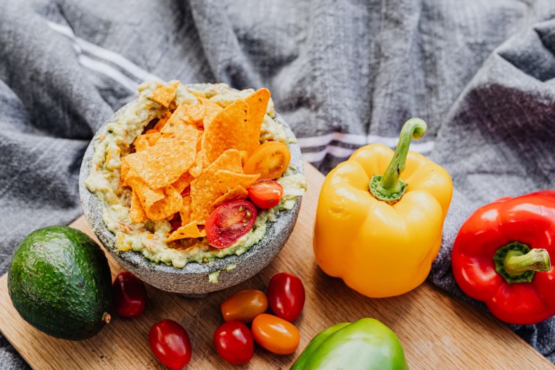 Fresh guacamole and tortilla chips