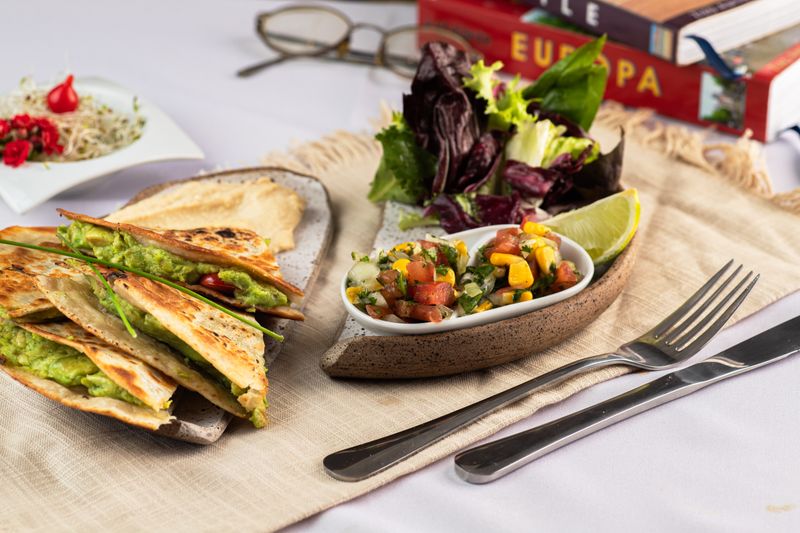 Loaded veggie quesadilla with cheese